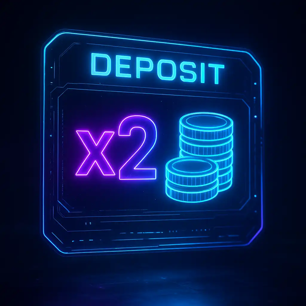 Neon deposit interface showing a bonus multiplier